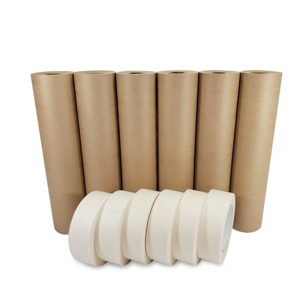 Idl Packaging 12in x 60 yd Masking Paper and 1 1/2in x 60 yd GP Masking Tape, for Covering, 6PK 6x GPH-12, 4457-112 - main